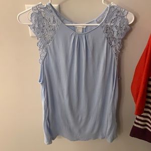 Light Blue Tank with Lace sleeves!